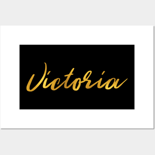 Victoria Name Hand Lettering in Faux Gold Letters Posters and Art